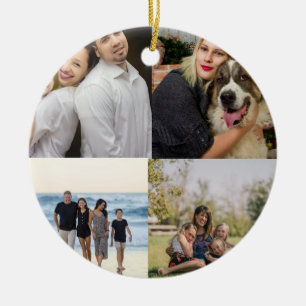 4 Family Photo Collage Custom Ceramic Ornament
