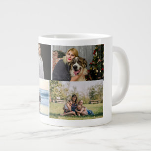 4 Family Photo Collage Custom Large Coffee Mug