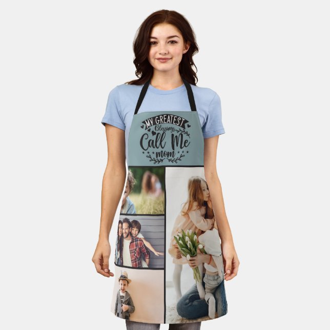 4 family photo collage mom keepsake mothers day apron (Worn)
