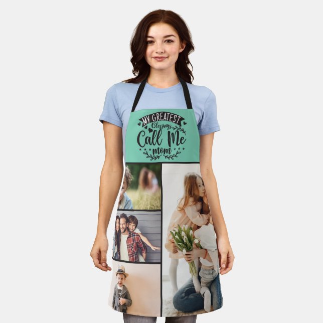 4 family photo collage mom keepsake mothers day apron (Worn)