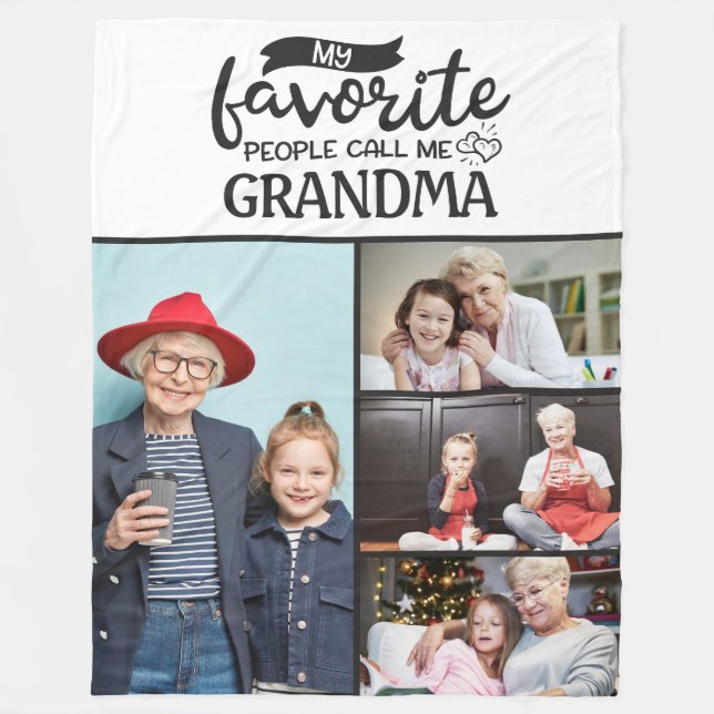 4 family photo collage -My favourite people call m Fleece Blanket (Front)