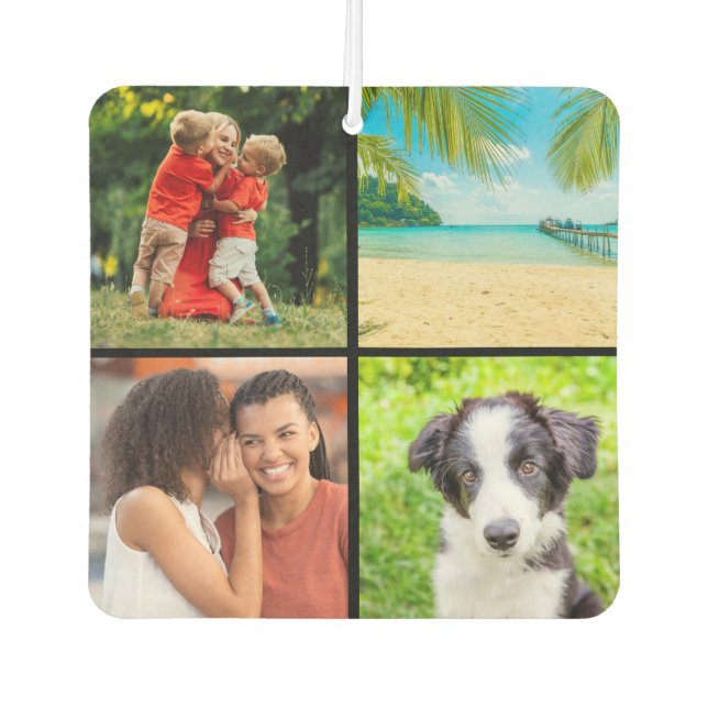 4 Favourite Family Photo Collage Script Name Air Freshener (Front)