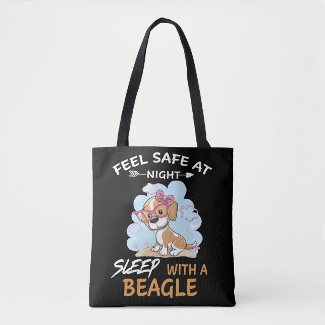 4 Feel Safe At Night Sleep With A Beagle Tote Bag (Front)