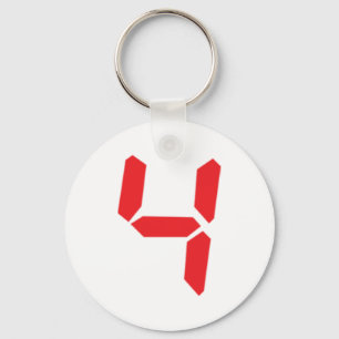 4 four red alarm clock digital number keychain