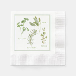 4 FRESH HERBS Coined Cocktail Paper Napkins