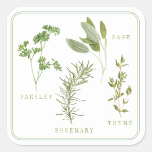 4 FRESH HERBS Large Square Stickers