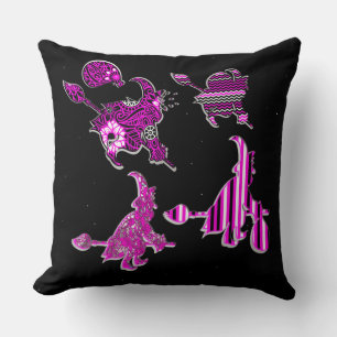 4 friendly witches4 friendly witches flown at nigh throw pillow