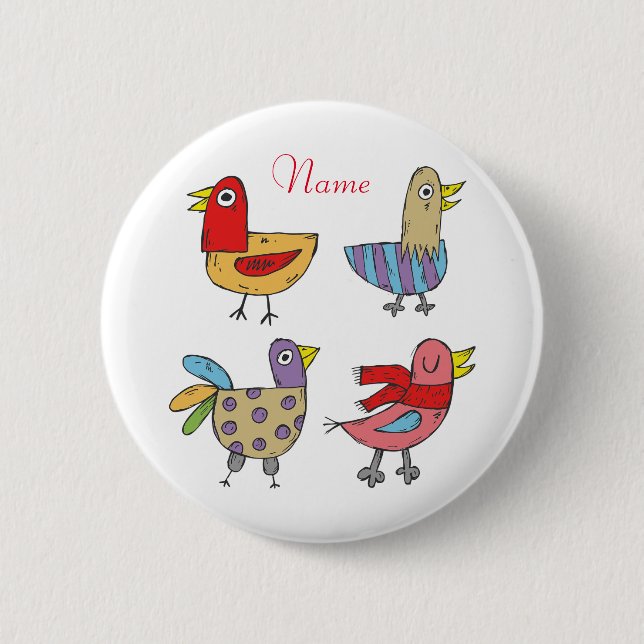 4 Funny Birds Thunder_Cove 2 Inch Round Button (Front)