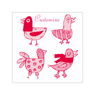4 Funny Birds Thunder_Cove Self-inking Stamp