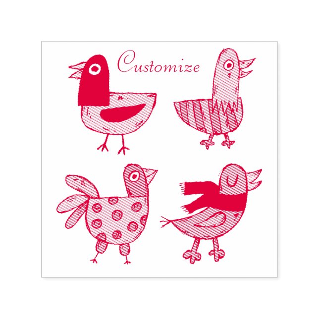 4 Funny Birds Thunder_Cove  Self-inking Stamp (Design)