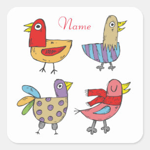 4 Funny Birds Thunder_Cove  Square Sticker