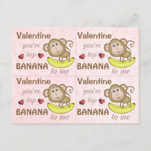 4 Funny Singe Top Banana Valentines Cartes