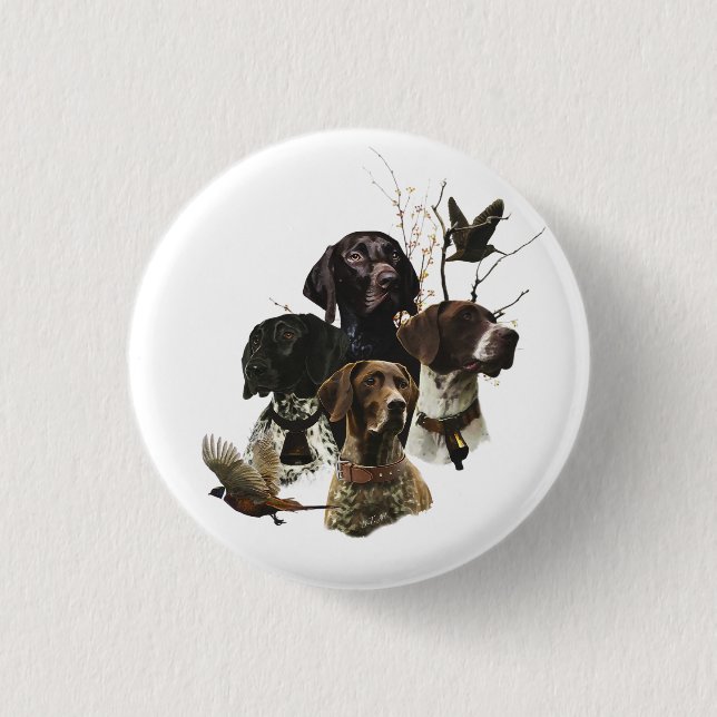 4 German Shorthaired Pointer Colours  1 Inch Round Button (Front)