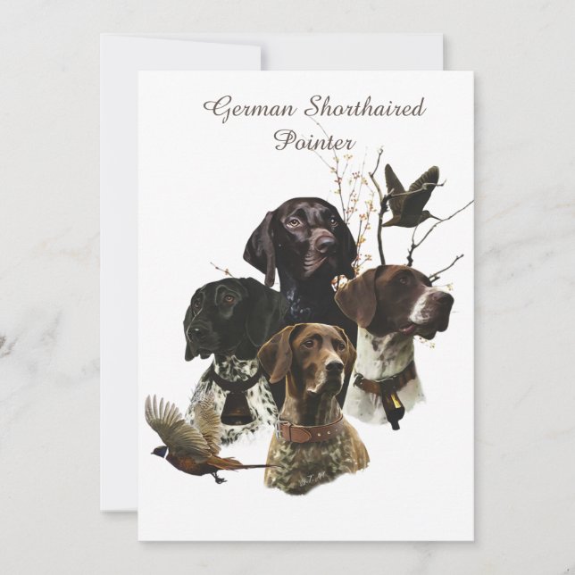 4 German Shorthaired Pointer Colours  Invitation (Front)