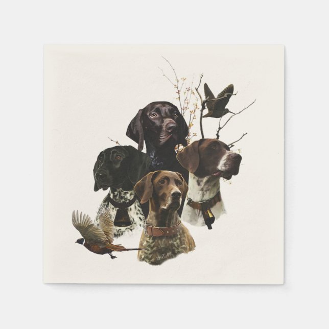 4 German Shorthaired Pointer Colours  Napkin (Front)