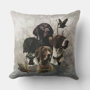 4 German Shorthaired Pointer Colours Throw Pillow
