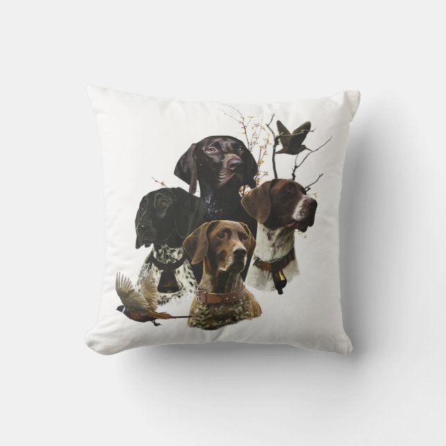 4 German Shorthaired Pointer Colours  Throw Pillow (Front)