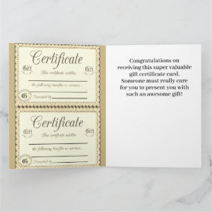 4 Gift Certificates Card