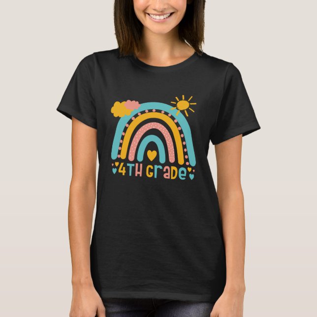 4 Grade rainbow four grader class back to school T-Shirt (Front)