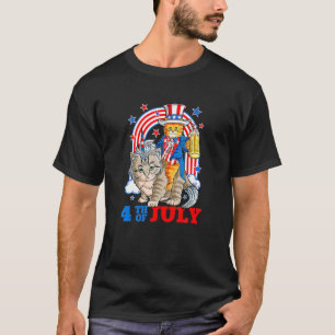 4 H Of July Cat Independence Day Patriot Usa T-Shirt