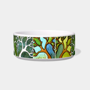 4 Hand Carved Trees in Watercolor and Pen & Ink Bowl