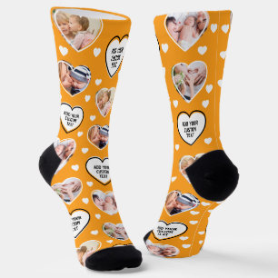 4 Heart Photo Pattern Make Your Own Fun Orange Socks
