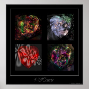 4 Hearts square poster