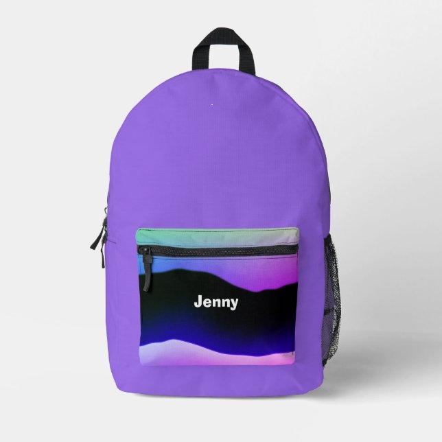 4 Her Travels College Varsity School Rustic Purple Printed Backpack (Front)