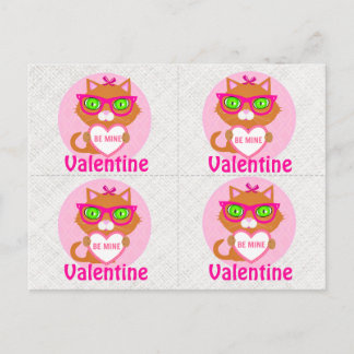 4 Hipster Cool Cat Valentines Cards