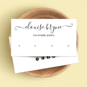  4 Hole Stud Earring Handwritten Script Display  Business Card