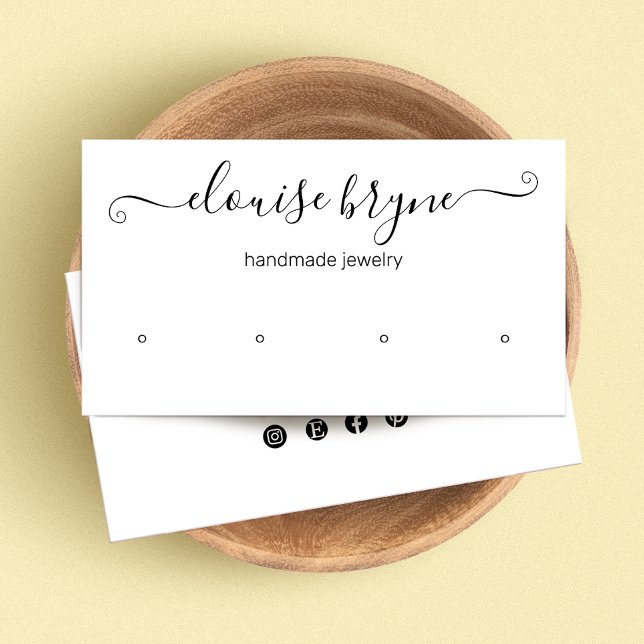  4 Hole Stud Earring Handwritten Script Display  Business Card (Creator Uploaded)