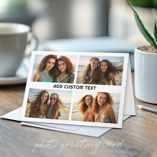 4 Horizontal Photo Collage with One Line of Text Card