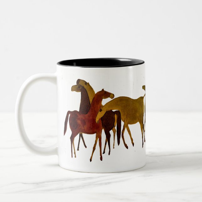 4-HORSES Two-Tone COFFEE MUG (Left)