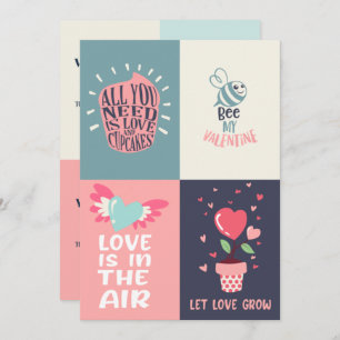 4 In 1 Personalized Kids Classroom Valentine's Holiday Card