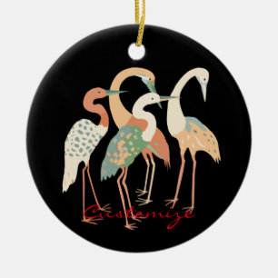 4 Japanese Cranes Thunder_Cove Ceramic Ornament