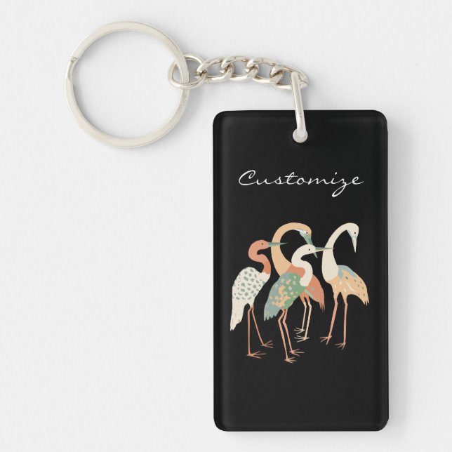 4 Japanese Cranes Thunder_Cove Keychain (Front)