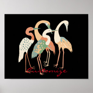 4 Japanese Cranes Thunder_Cove Poster
