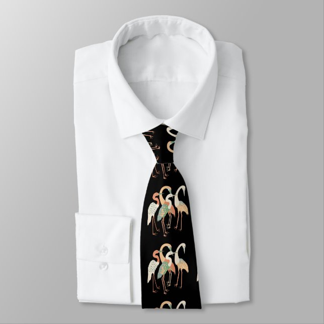 4 Japanese Cranes Thunder_Cove Tie (Tied)