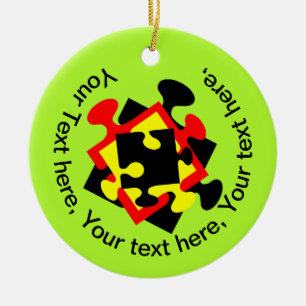 4 Jigsaw Pieces Ceramic Ornament