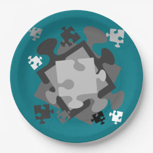4 Jigsaw Pieces Paper Plate