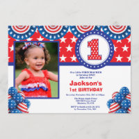 4 juillet 1er 1er anniversaire Invitation