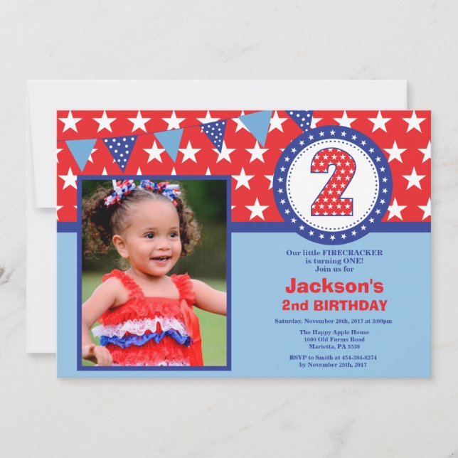 4 juillet 2e Invitation d'anniversaire (Devant)