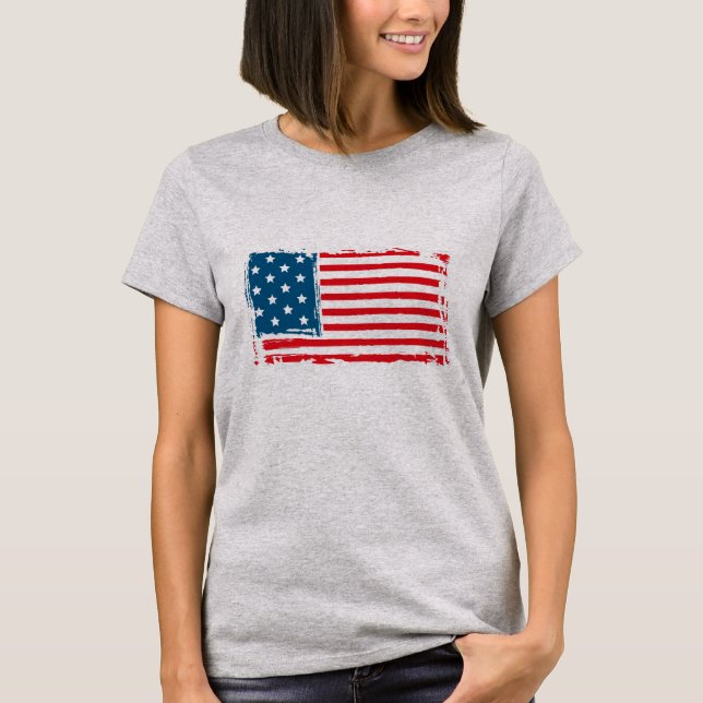 4 Juillet American Flag Grunge Tshirt (Devant)