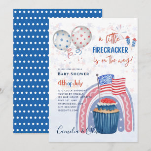 4 juillet BABY SHOWER INVITATION Firecracker Cupca