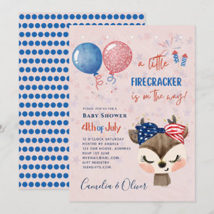 4 juillet BABY SHOWER INVITATION Firecracker Deer