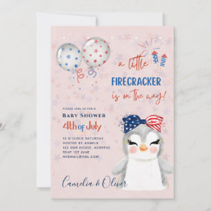 4 juillet BABY SHOWER INVITATION Firecracker Pengu