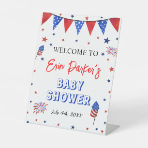 4 juillet Baby shower, panneau central de bienvenu
