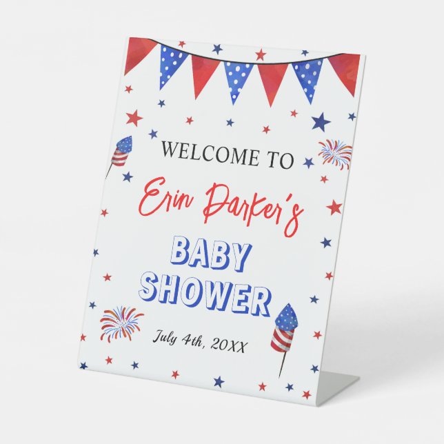 4 juillet Baby shower, panneau central de bienvenu (Recto)