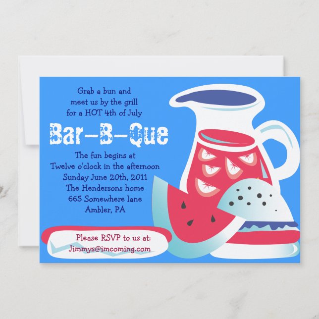4 juillet Bar-B-Que Invitation à la fête d'été (Devant)