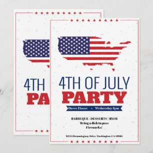 4 juillet Barbeque Party Invitation Amérique Carte